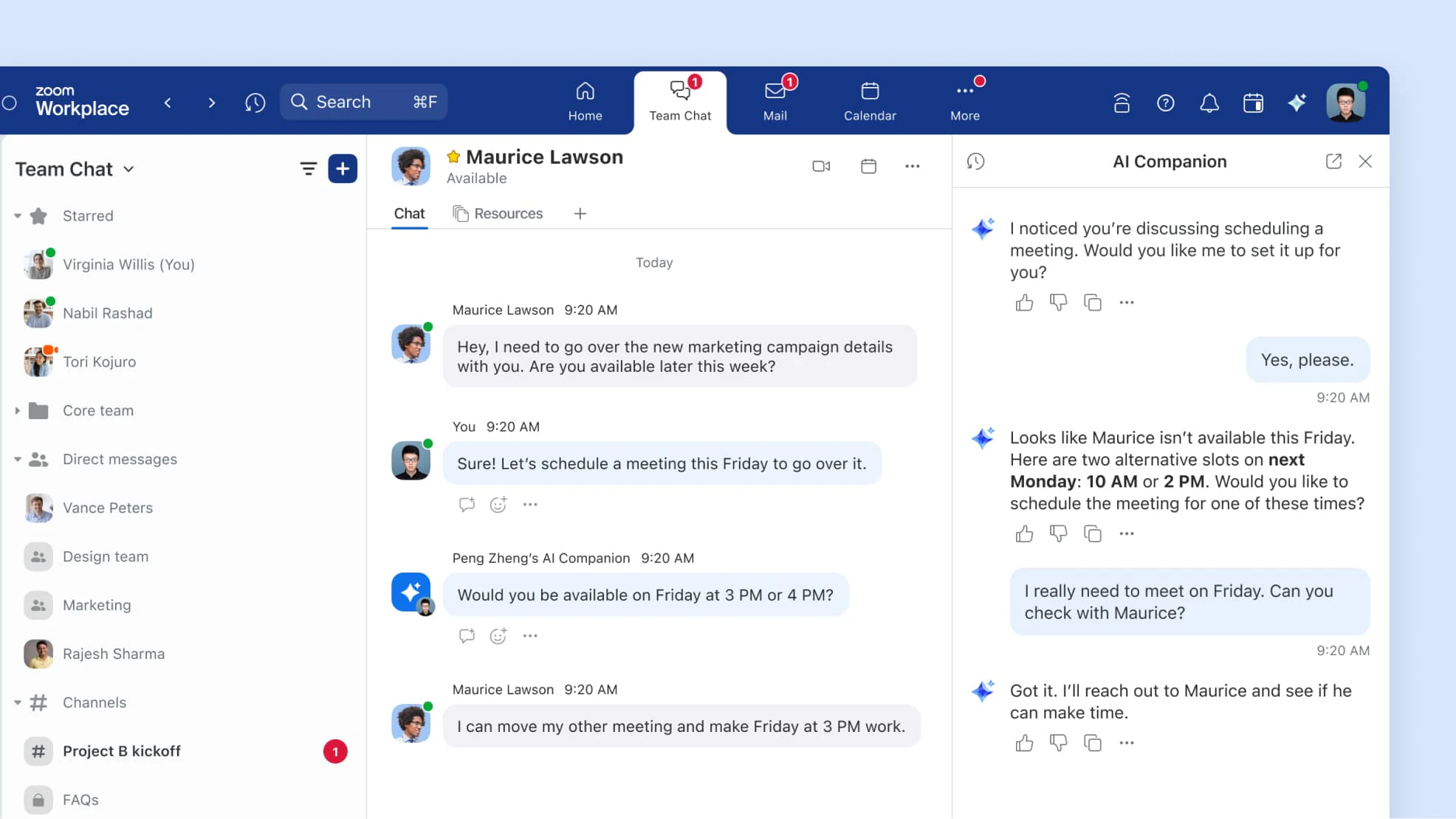 screenshot of Zoom AI Companion